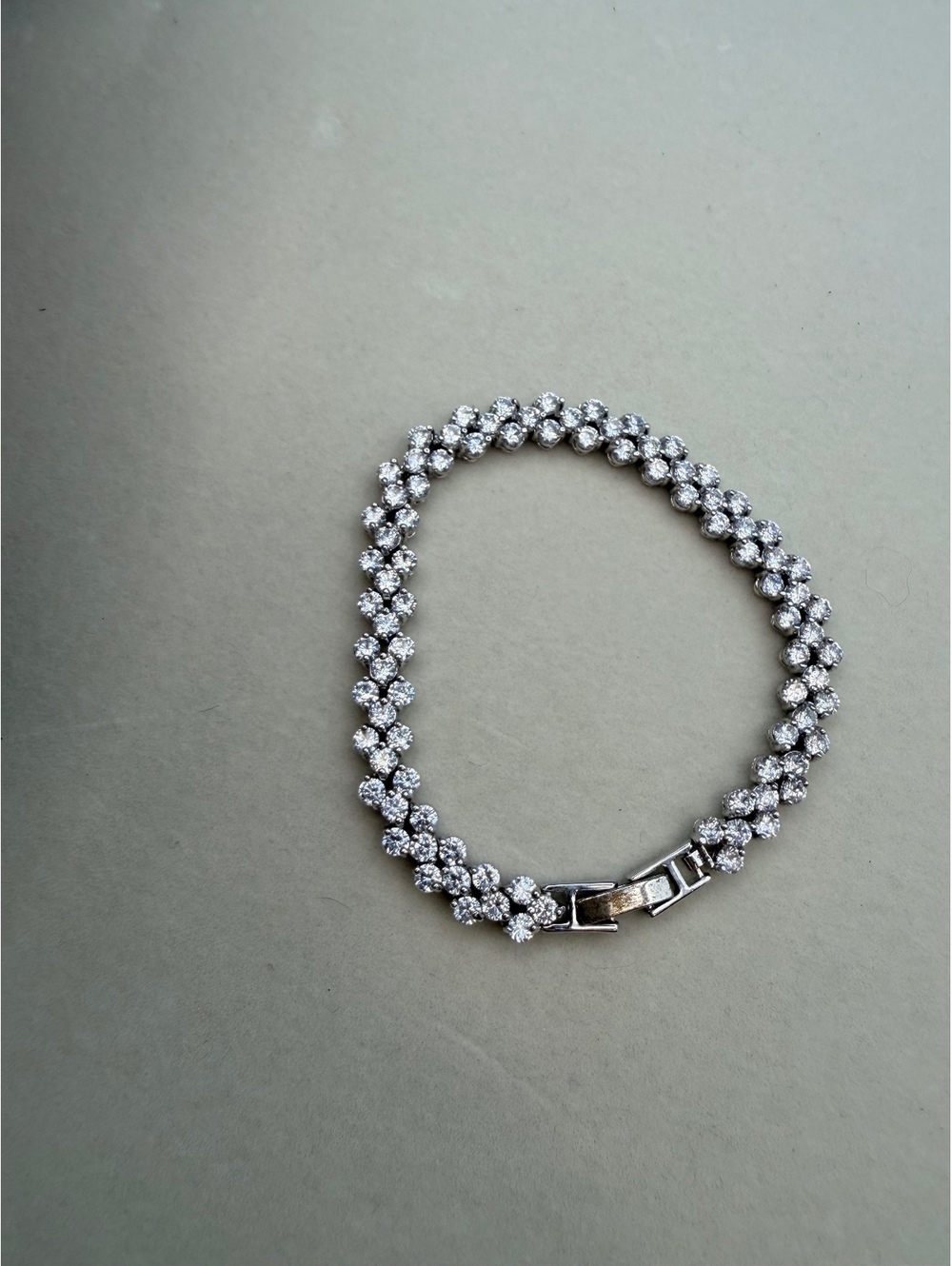 Silver floral rhinestone bracelet